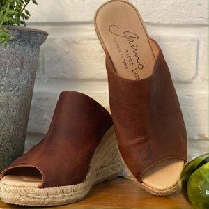 Leather Wedge Espadrille Heel